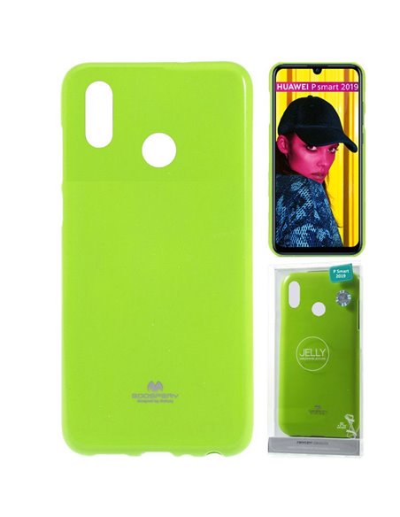 CUSTODIA per HUAWEI P SMART 2019, HONOR 10 LITE IN GEL TPU SILICONE COLORE VERDE LUCIDO ALTA QUALITA' MERCURY BLISTER