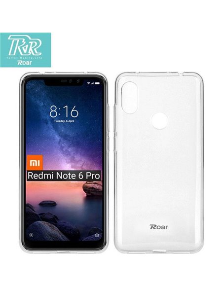 CUSTODIA per XIAOMI REDMI NOTE 6 PRO IN GEL TPU SILICONE TRASPARENTE ALTA QUALITA' ROAR COLORFUL