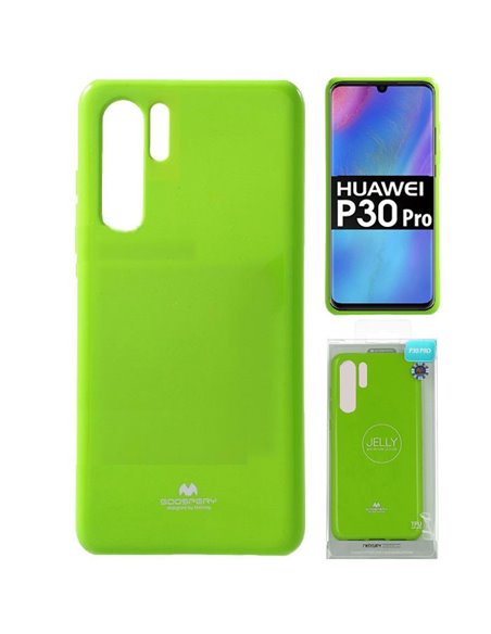 CUSTODIA per HUAWEI P30 PRO, P30 PRO NEW EDITION - IN GEL TPU SILICONE COLORE VERDE LUCIDO CON GLITTER ALTA QUALITA' MERCURY