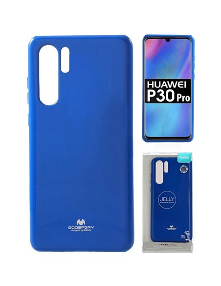 CUSTODIA per HUAWEI P30 PRO, P30 PRO NEW EDITION IN TPU SILICONE BLU LUCIDO CON GLITTER ALTA QUALITA' MERCURY BLISTER