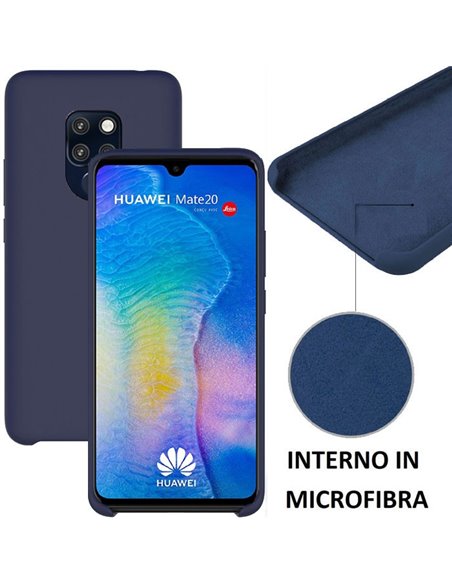 CUSTODIA per HUAWEI MATE 20 IN SILICONE CON EFFETTO SOFT TOUCH ED INTERNO IN MICROFIBRA COLORE BLU