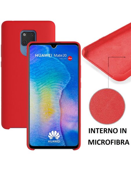 CUSTODIA per HUAWEI MATE 20 IN SILICONE CON EFFETTO SOFT TOUCH ED INTERNO IN MICROFIBRA COLORE ROSSO