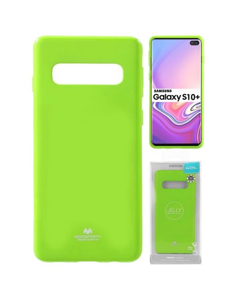 CUSTODIA per SAMSUNG GALAXY S10 PLUS (SM-G975) IN GEL TPU SILICONE COLORE VERDE LUCIDO CON GLITTER ALTA QUALITA' MERCURY