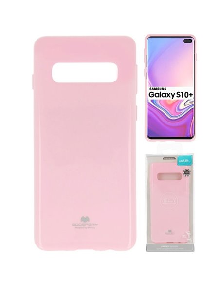 CUSTODIA per SAMSUNG GALAXY S10 PLUS (SM-G975) IN GEL TPU SILICONE COLORE ROSA LUCIDO CON GLITTER ALTA QUALITA' MERCURY