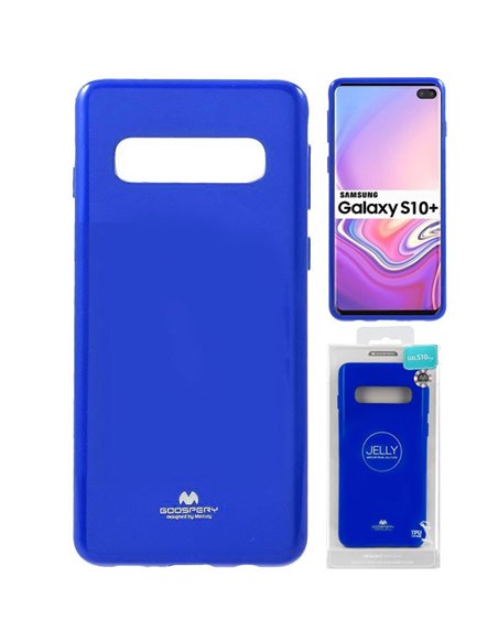 CUSTODIA per SAMSUNG GALAXY S10 PLUS (SM-G975) IN GEL TPU SILICONE COLORE BLU LUCIDO CON GLITTER ALTA QUALITA' MERCURY