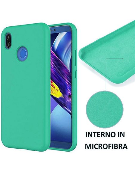 CUSTODIA per HUAWEI P20 LITE IN SILICONE CON EFFETTO SOFT TOUCH ED INTERNO IN MICROFIBRA COLORE VERDE ACQUA