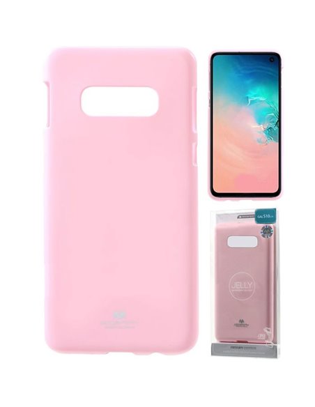 CUSTODIA per SAMSUNG GALAXY S10e (SM-G970) IN GEL TPU SILICONE COLORE ROSA LUCIDO CON GLITTER ALTA QUALITA' MERCURY BLISTER