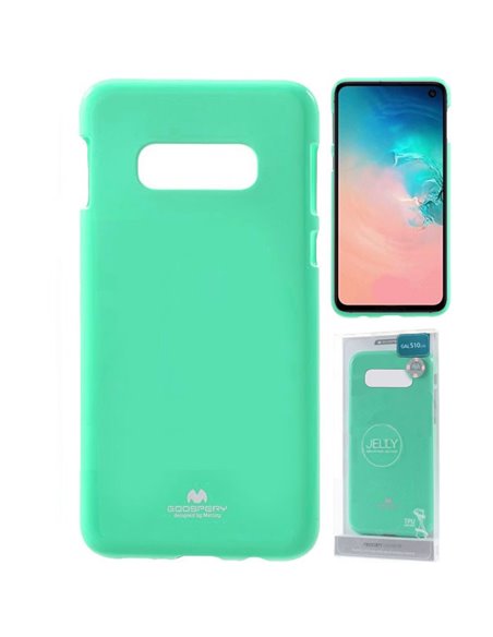 CUSTODIA per SAMSUNG GALAXY S10e (SM-G970) IN GEL TPU SILICONE VERDE ACQUA LUCIDO CON GLITTER ALTA QUALITA' MERCURY