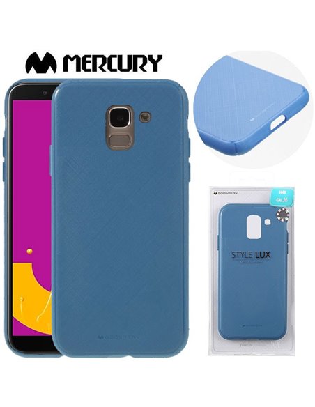 CUSTODIA per SAMSUNG GALAXY J6 2018 (SM-J600F) IN GEL TPU SILICONE COLORE AZZURRO ALTA QUALITA' MERCURY STYLE LUX BLISTER