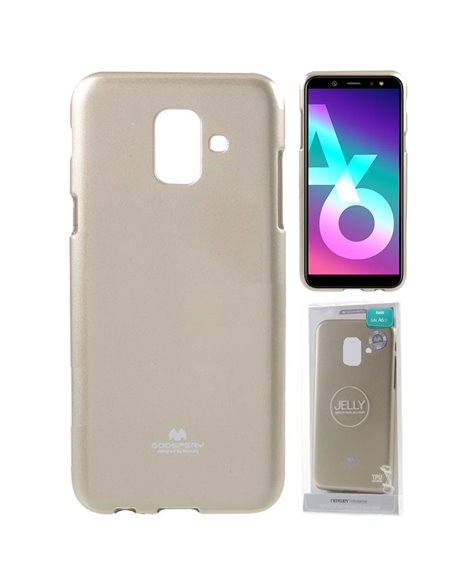 CUSTODIA per SAMSUNG GALAXY A6 2018 (SM-A600) IN GEL TPU SILICONE COLORE ORO LUCIDO CON GLITTER ALTA QUALITA' MERCURY