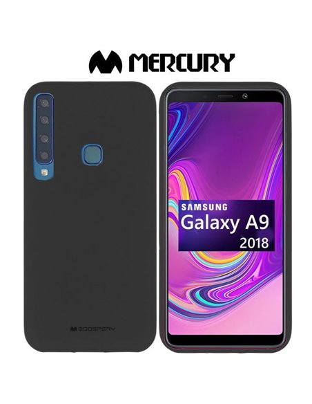 CUSTODIA per SAMSUNG GALAXY A9 2018 (SM-A920) IN GEL TPU SILICONE COLORE NERO ALTA QUALITA' MERCURY SOFT BLISTER