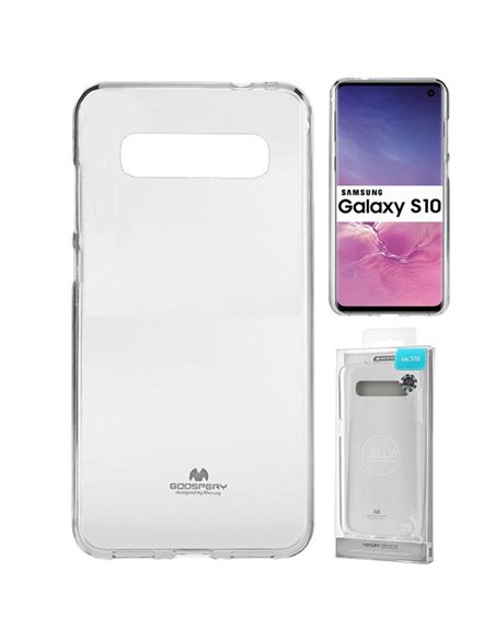 CUSTODIA per SAMSUNG GALAXY S10 (SM-G973) IN GEL TPU SILICONE TRASPARENTE ALTA QUALITA' MERCURY BLISTER