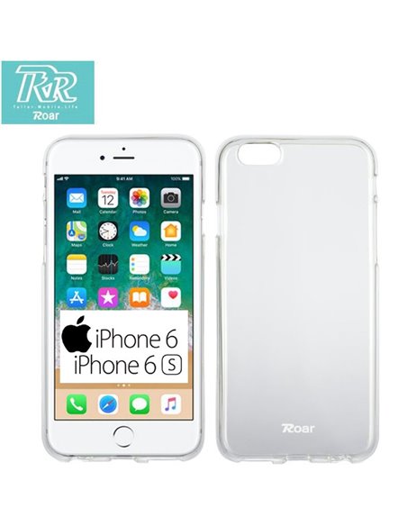 CUSTODIA per APPLE IPHONE 6, IPHONE 6S 4.7' POLLICI IN GEL TPU SILICONE TRASPARENTE ALTA QUALITA' ROAR COLORFUL BLISTER