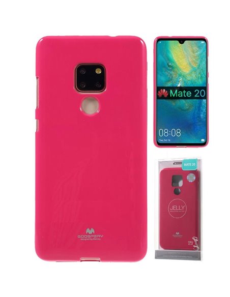 CUSTODIA per HUAWEI MATE 20 IN GEL TPU SILICONE COLORE FUCSIA LUCIDO CON GLITTER ALTA QUALITA' MERCURY