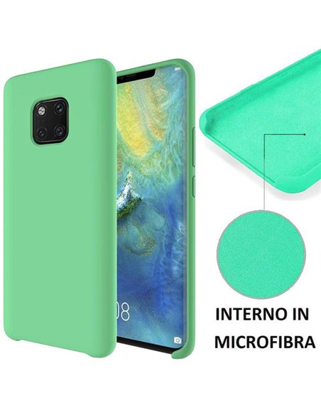 CUSTODIA per HUAWEI MATE 20 PRO IN SILICONE CON EFFETTO SOFT TOUCH ED INTERNO IN MICROFIBRA COLORE VERDE ACQUA