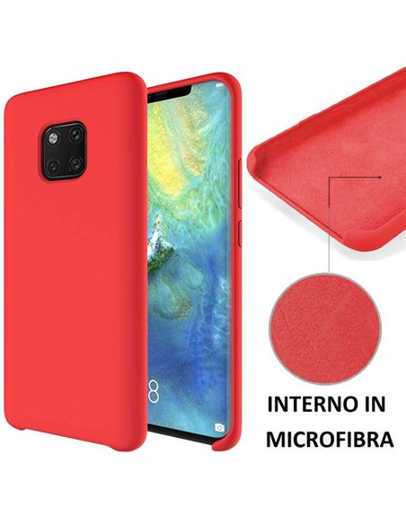 CUSTODIA per HUAWEI MATE 20 PRO IN SILICONE CON EFFETTO SOFT TOUCH ED INTERNO IN MICROFIBRA COLORE ROSSO