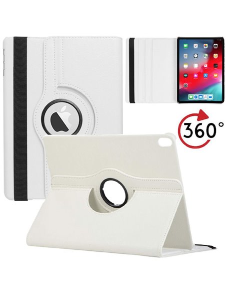 CUSTODIA per APPLE IPAD PRO 12.9' (2017) - BOOK ORIZZONTALE SIMILPELLE GIREVOLE CON STAND E CHIUSURA CON ELASTICO COLORE BIANCO