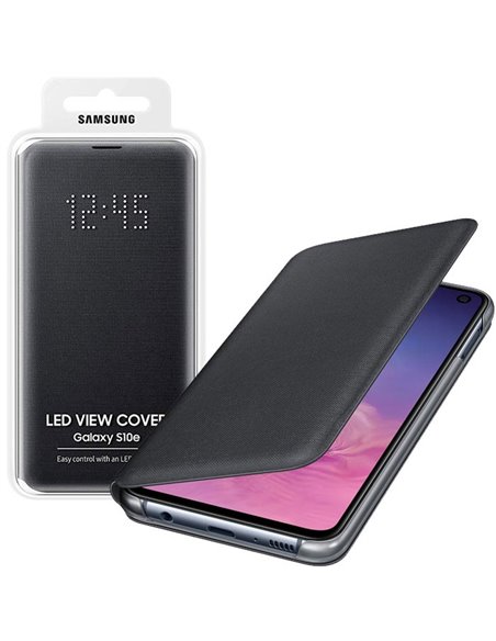 CUSTODIA ORIGINALE per SAMSUNG GALAXY S10e (SM-G970) - LED VIEW COVER COLORE NERO EF-NG970PBEGWW BLISTER