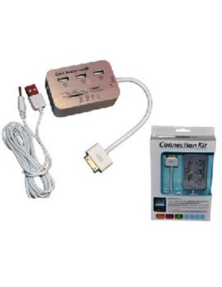 LETTORE DI MEMORIE SD E MICRO SD, M2, PRO DUO + 3 PORTE USB FEMMINA per APPLE IPAD, IPAD2