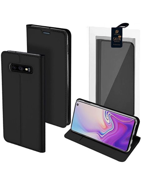 CUSTODIA per SAMSUNG GALAXY S10e (SM-G970) - FLIP ORIZZONTALE SIMILPELLE CON CHIUSURA MAGNETICA INVISIBILE E INTERNO IN TPU NERO