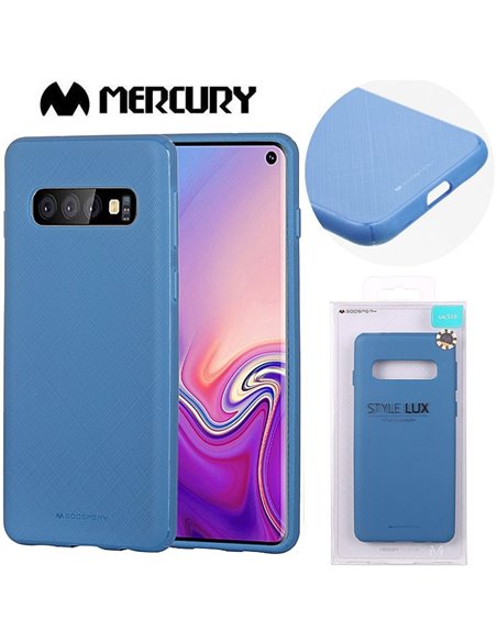 CUSTODIA per SAMSUNG GALAXY S10 (SM-G973) IN GEL TPU SILICONE COLORE AZZURRO ALTA QUALITA' MERCURY STYLE LUX BLISTER