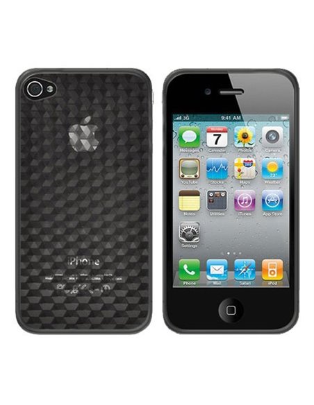 CUSTODIA GEL TPU SILICONE SEMI-RIGIDA per APPLE IPHONE 4, 4s COLORE NERO