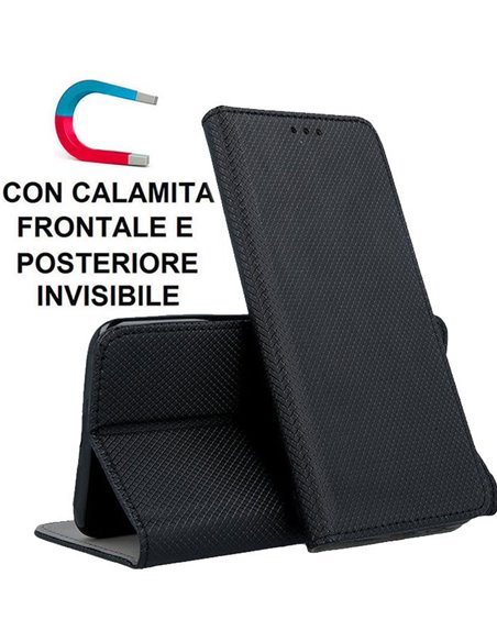 CUSTODIA per SAMSUNG GALAXY S10e (SM-G970) - FLIP ORIZZONTALE CON CHIUSURA MAGNETICA INVISIBILE ED INTERNO IN TPU COLORE NERO