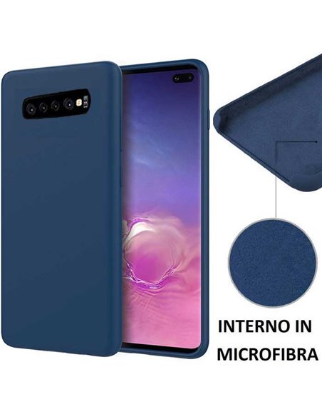 CUSTODIA per SAMSUNG GALAXY S10 PLUS (SM-G975) IN SILICONE CON EFFETTO SOFT TOUCH ED INTERNO IN MICROFIBRA COLORE BLU