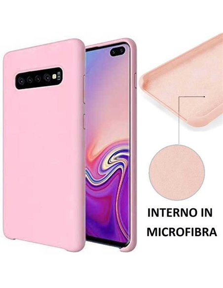 CUSTODIA per SAMSUNG GALAXY S10 PLUS (SM-G975) IN SILICONE CON EFFETTO SOFT TOUCH ED INTERNO IN MICROFIBRA COLORE ROSA