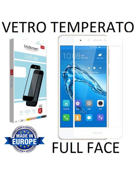 PELLICOLA per HUAWEI NOVA SMART, HONOR 6C IN VETRO TEMPERATO FULL FACE 9H 0,33mm CON CORNICE COLORE BIANCO MYSCREEN LITE