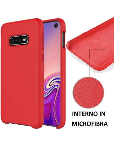 CUSTODIA per SAMSUNG GALAXY S10 (SM-G973) IN SILICONE CON EFFETTO SOFT TOUCH ED INTERNO IN MICROFIBRA COLORE ROSSO