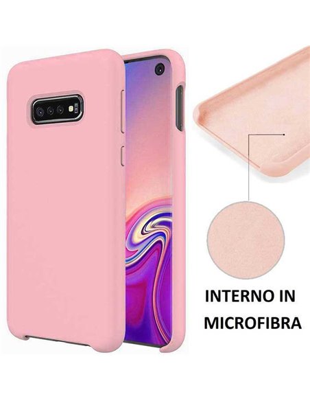 CUSTODIA per SAMSUNG GALAXY S10 (SM-G973) IN SILICONE CON EFFETTO SOFT TOUCH ED INTERNO IN MICROFIBRA COLORE ROSA