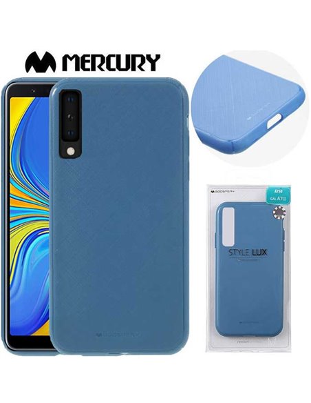 CUSTODIA per SAMSUNG GALAXY A7 2018 (SM-A750) IN GEL TPU SILICONE COLORE AZZURRO ALTA QUALITA' MERCURY STYLE LUX BLISTER