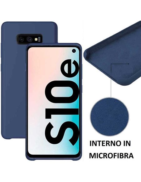 CUSTODIA per SAMSUNG GALAXY S10e (SM-G970) IN SILICONE CON EFFETTO SOFT TOUCH ED INTERNO IN MICROFIBRA COLORE BLU