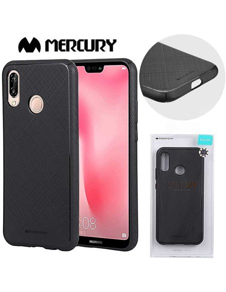 CUSTODIA per HUAWEI P20 LITE IN GEL TPU SILICONE COLORE NERO ALTA QUALITA' MERCURY STYLE LUX BLISTER