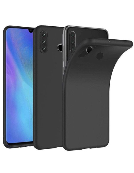 CUSTODIA per HUAWEI P30 LITE, P30 LITE NEW EDITION, NOVA 4e - IN GEL TPU SILICONE SLIM COLORE NERO SATINATO