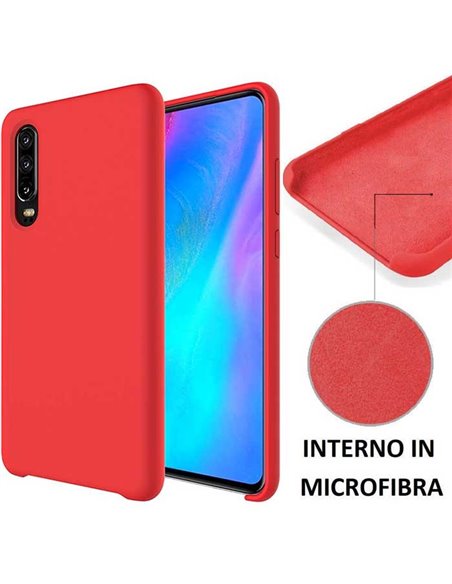 CUSTODIA per HUAWEI P30 IN SILICONE CON EFFETTO SOFT TOUCH ED INTERNO IN MICROFIBRA COLORE ROSSO