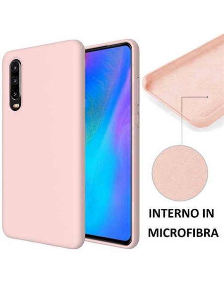 CUSTODIA per HUAWEI P30 IN SILICONE CON EFFETTO SOFT TOUCH ED INTERNO IN MICROFIBRA COLORE ROSA