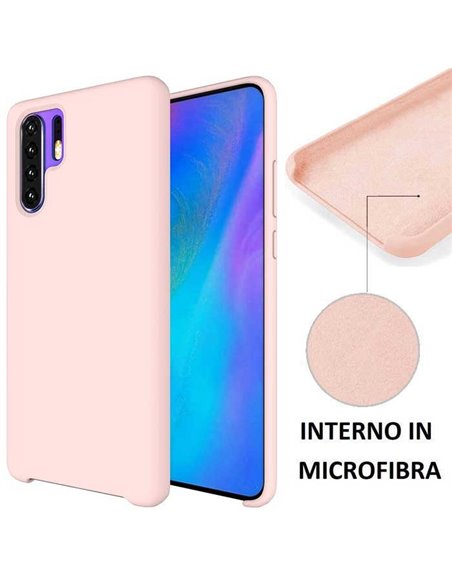 CUSTODIA per HUAWEI P30 PRO, P30 PRO NEW EDITION - IN SILICONE CON EFFETTO SOFT TOUCH ED INTERNO IN MICROFIBRA COLORE ROSA