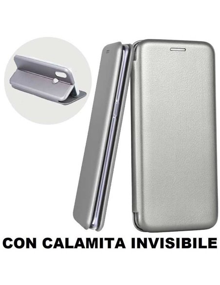 CUSTODIA per HUAWEI P20 LITE - FLIP ORIZZONTALE SIMILPELLE CON CHIUSURA MAGNETICA INVISIBILE E INTERNO IN TPU GRIGIO