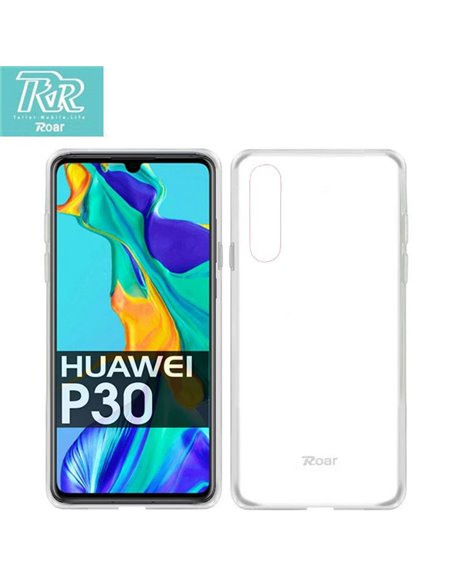 CUSTODIA per HUAWEI P30 IN GEL TPU SILICONE TRASPARENTE ALTA QUALITA' ROAR COLORFUL