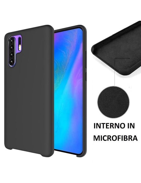 CUSTODIA per HUAWEI P30 PRO, P30 PRO NEW EDITION - IN SILICONE CON EFFETTO SOFT TOUCH ED INTERNO IN MICROFIBRA COLORE NERO