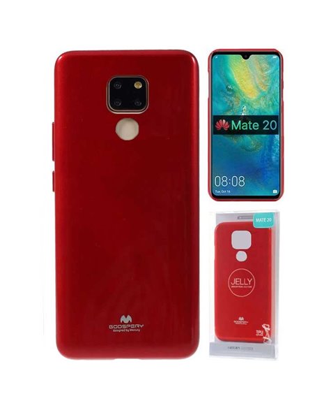 CUSTODIA per HUAWEI MATE 20 IN GEL TPU SILICONE COLORE ROSSO LUCIDO CON GLITTER ALTA QUALITA' MERCURY