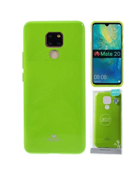 CUSTODIA per HUAWEI MATE 20 IN GEL TPU SILICONE COLORE VERDE LUCIDO CON GLITTER ALTA QUALITA' MERCURY