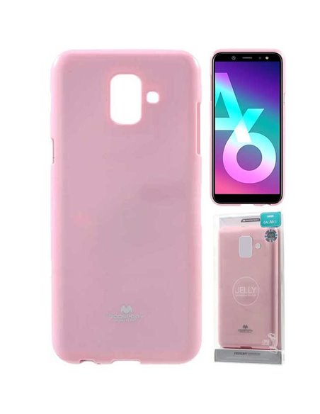 CUSTODIA per SAMSUNG GALAXY A6 2018 (SM-A600) IN GEL TPU SILICONE COLORE ROSA LUCIDO CON GLITTER ALTA QUALITA' MERCURY