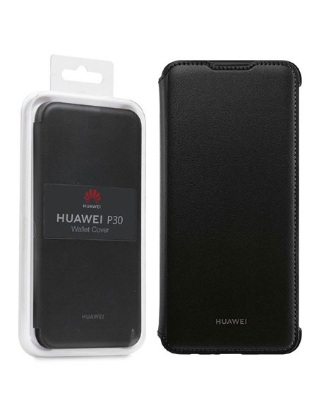 CUSTODIA ORIGINALE per HUAWEI P30 - FLIP COVER ORIZZONTALE PELLE COLORE NERO 51992854 BLISTER