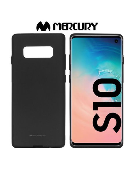 CUSTODIA per SAMSUNG GALAXY S10 (SM-G973) IN GEL TPU SILICONE COLORE NERO ALTA QUALITA' MERCURY SOFT BLISTER