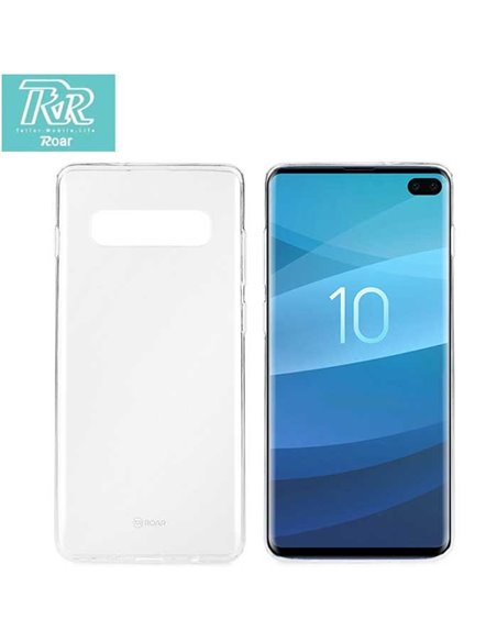 CUSTODIA per SAMSUNG GALAXY S10 PLUS (SM-G975) IN GEL TPU SILICONE TRASPARENTE ALTA QUALITA' ROAR COLORFUL