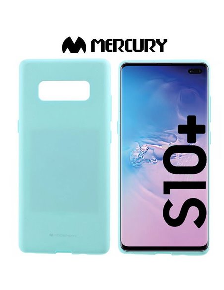 CUSTODIA per SAMSUNG GALAXY S10 PLUS (SM-G975) IN GEL TPU SILICONE COLORE VERDE ACQUA ALTA QUALITA' MERCURY SOFT BLISTER