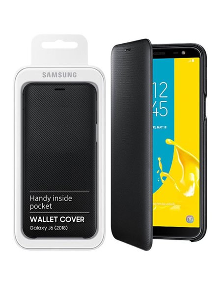 CUSTODIA per SAMSUNG GALAXY J6 2018 (SM-J600F) - WALLET COVER ORIGINALE COLORE NERO EF-WJ600CBEGWW BLISTER